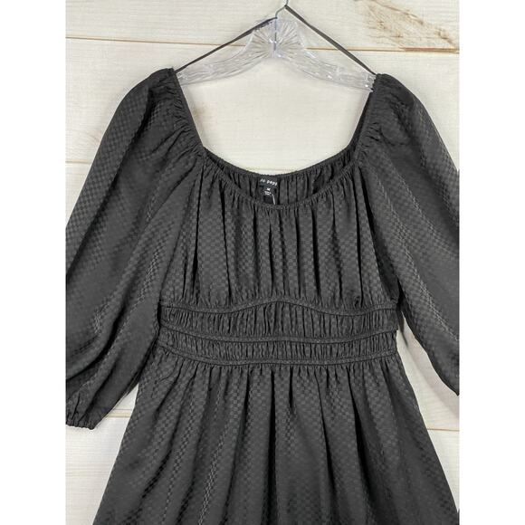 Blu Pepper Dress Sz M Black Checkered On/Off Shoulder Elastic Waist Flowy NWT - Picture 2 of 12